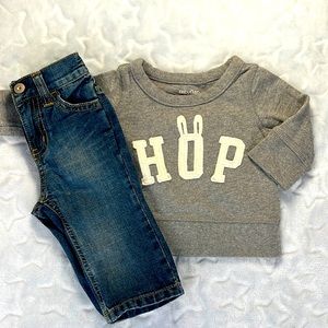 Baby Gap Gray Sweatshirt Gymboree Denim Jeans Size 3-6 Months